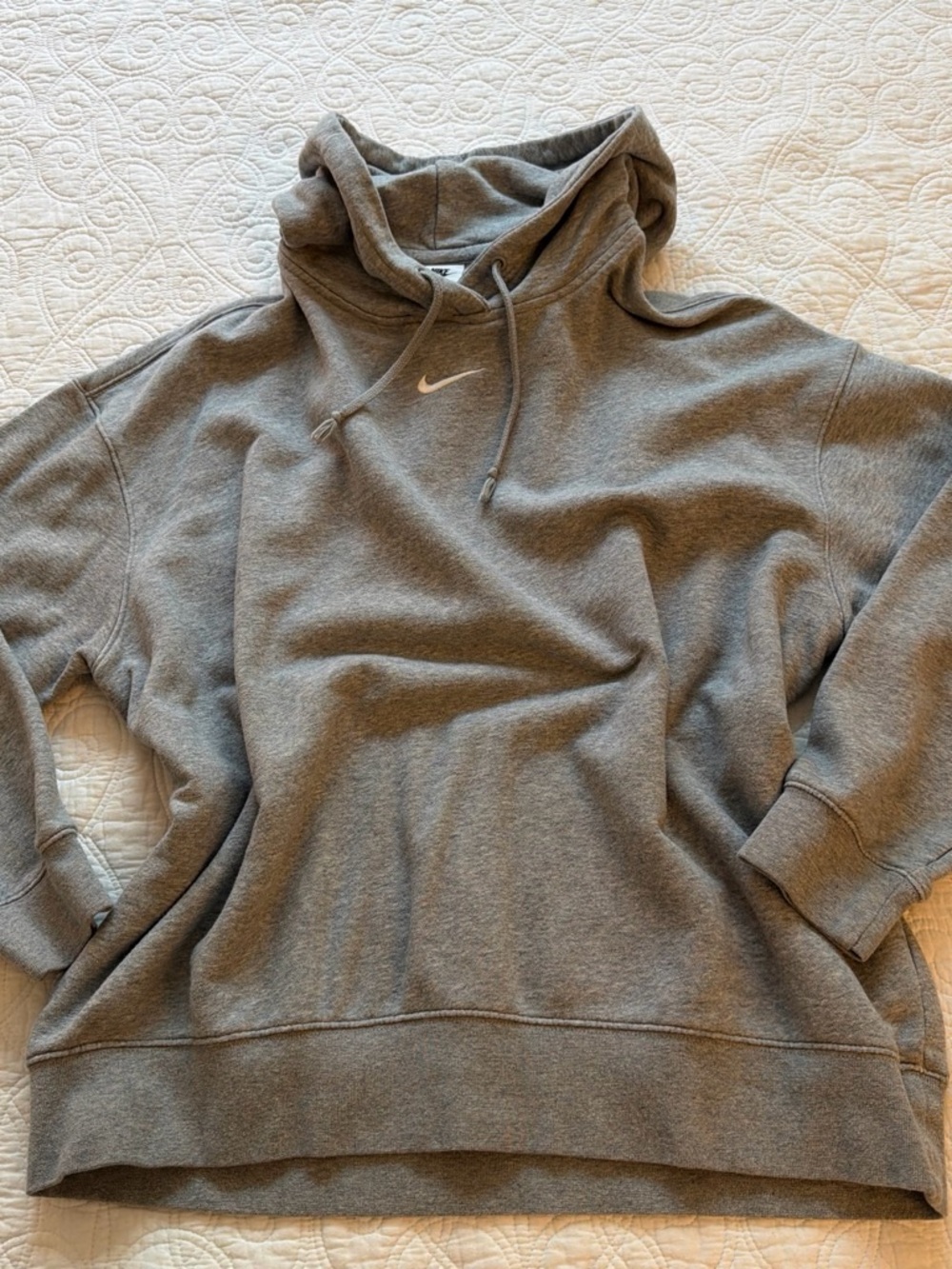Nike Gray Pullover Hoodie with White Swoosh